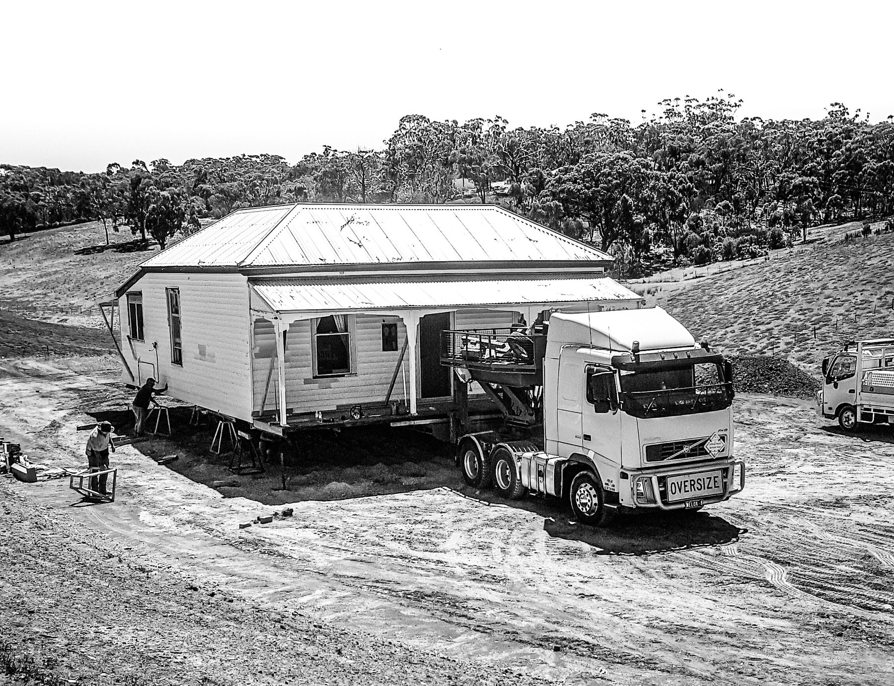 Classic PK House Relocations job, truck moving a house