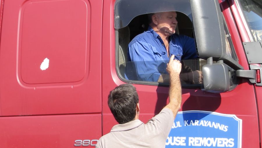 PK House Relocations truck on set of The Block TV show