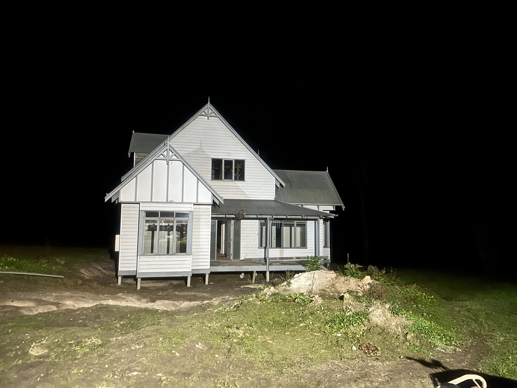 Two-storey display house relocated, night shot